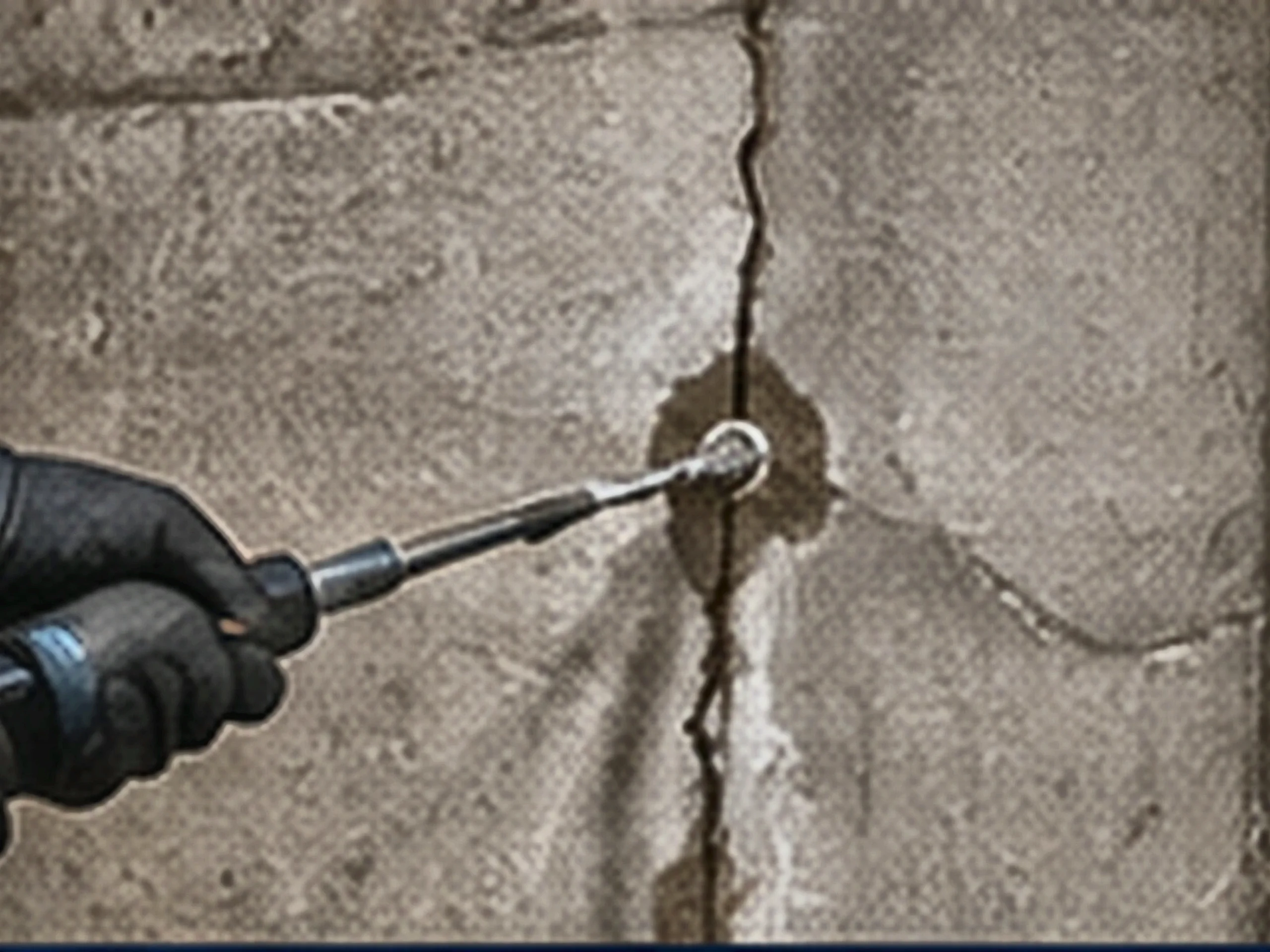 A Basement Waterproofing Parma technician performing foundation crack repair