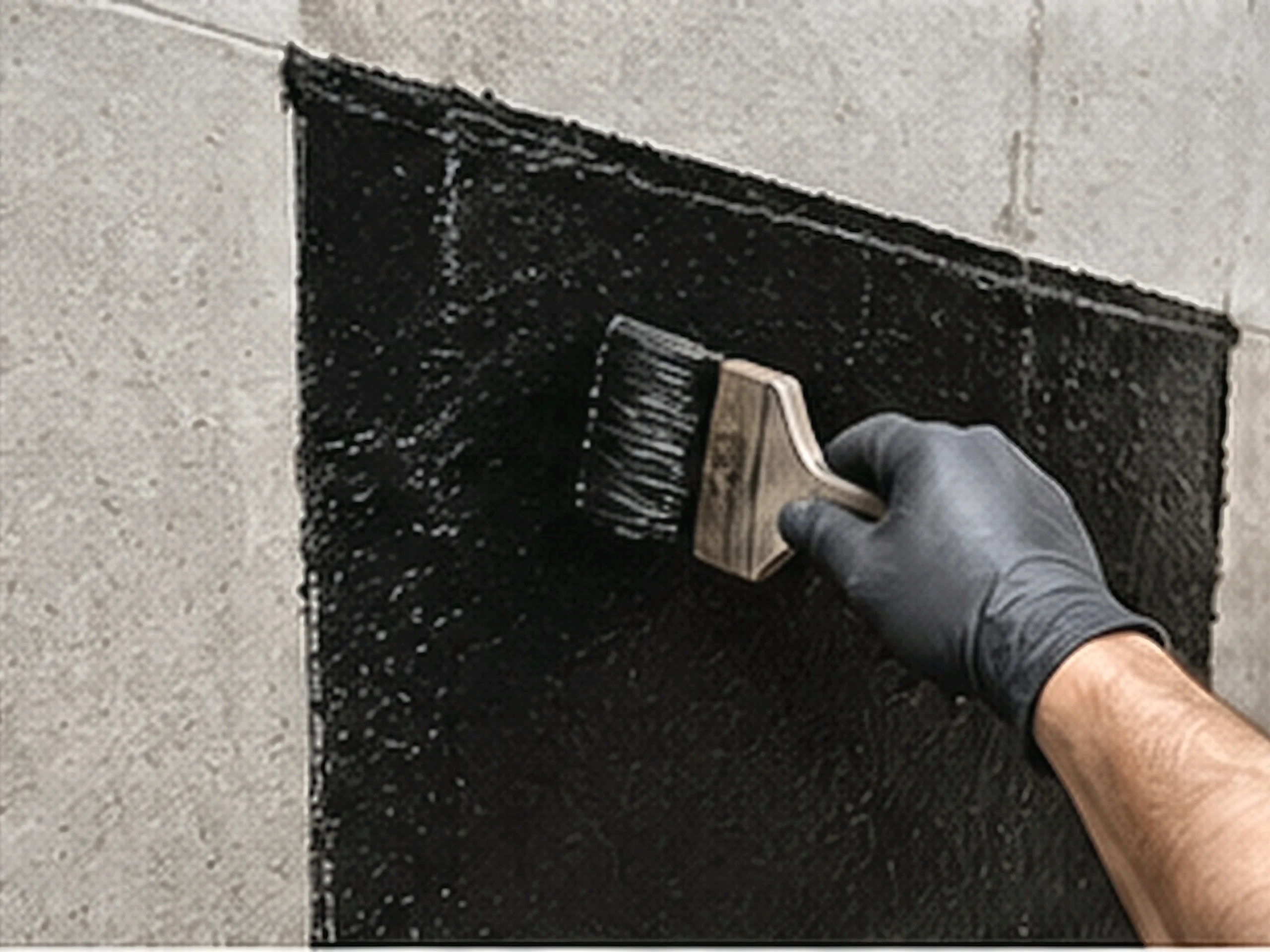 Basement wall waterproofing work in progress on a Parma-area home