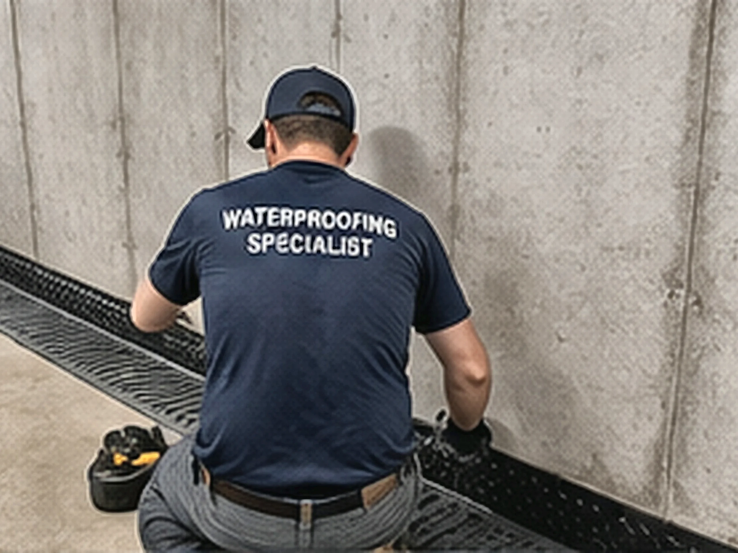 A Basement Waterproofing Parma technician performing a foundation inspection